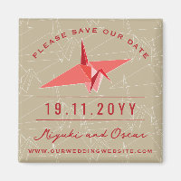 Der moderne Rote Papierkran Zen Origami Save the D