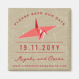 Der moderne Rote Papierkran Zen Origami Save the D Magnet
