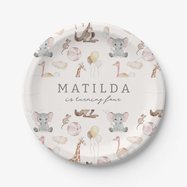 Der moderne Zirkus des Kindes | Mädchen Geburtstag Pappteller (Vorderseite)