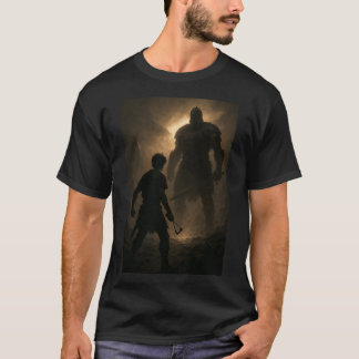 Der Moment vor dem Schlag David gegen Goliath retr T-Shirt