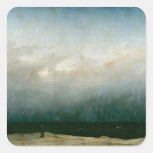 Der Mönch am Meer von Caspar David Friedrich Quadratischer Aufkleber
