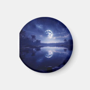 Der Mond auf der Oberfläche des Sees Magnet