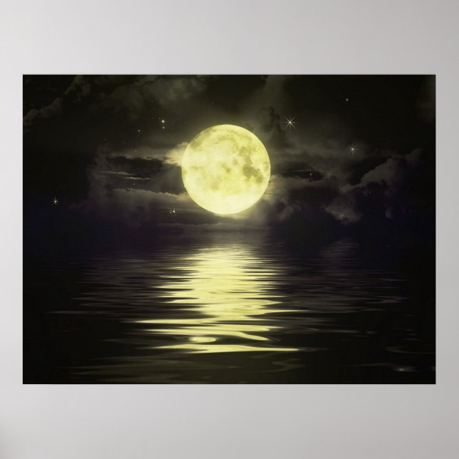 Der Mond, der auf dem Wasser reflektiert Poster (Vorne)