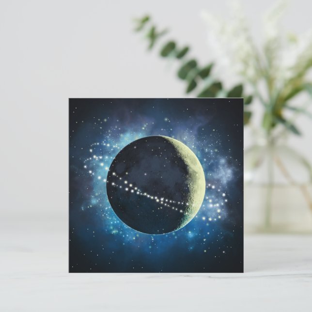 Der Mond - Grußkarte Feiertagskarte (Stehend Vorderseite)