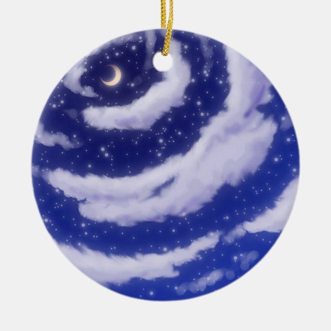 Der Mond in der Himmel-Verzierung Keramikornament (Vorne)