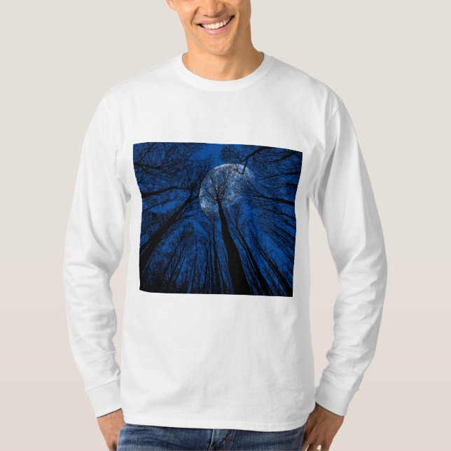Der Mond in der nächtlichen Himmel T-Shirt (Vorderseite)