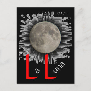 Der Mond, la lune, la luna, die Mondpostkarte Postkarte