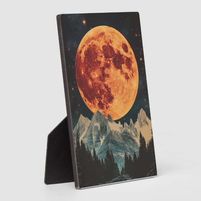 Der Mond mit Retrovibe Fotoplatte (Seite)