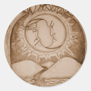 Der Mond Runder Aufkleber