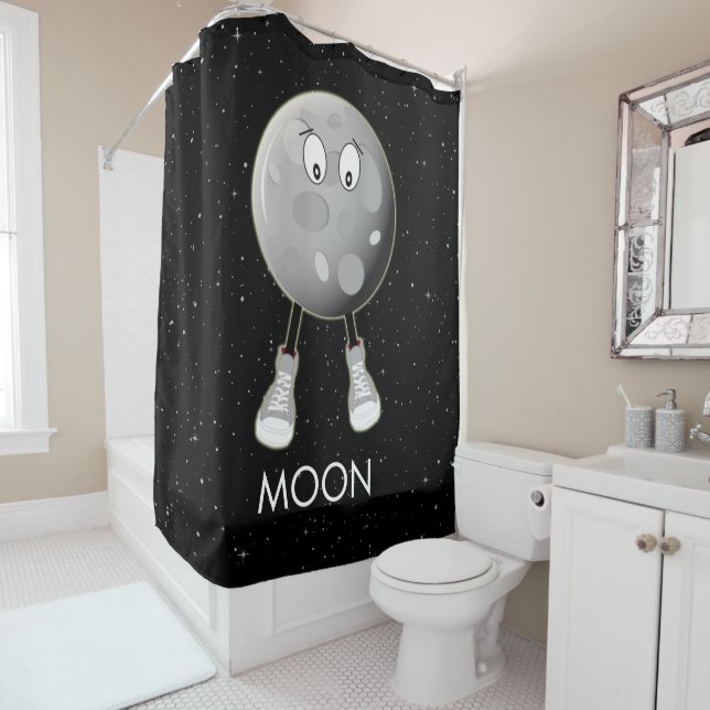 Der Mond und die Sterne im All Duschvorhang (Beispiel)