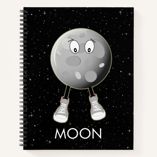 Der Mond und die Sterne im All Notizbuch (Vorderseite)
