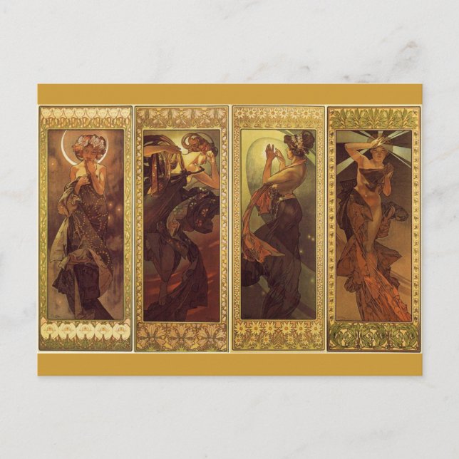 Der Mond und die Sterne - Jugendstil Postkarte (Vorderseite)