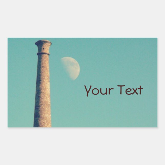 Der Mond und ein Turm: Aberystwyth Rechteckiger Aufkleber (Vorderseite)