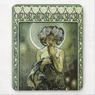 Der Mond von Alphonse Mucha Mousepad