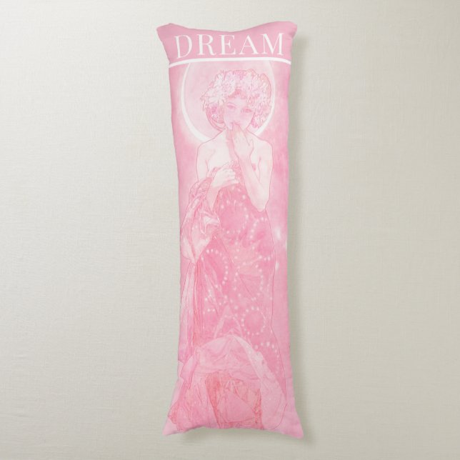 "Der Mond" von Mucha, Dream Pink Seitenschläferkissen (Vorderseite Vertikal)