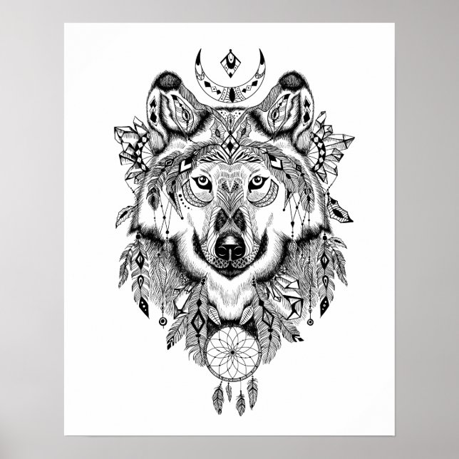 Der monochrome Wolf Poster (Vorne)
