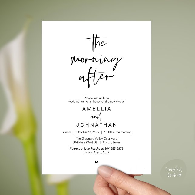 Der Morgen danach, moderner Post-Wedding-Brunch Einladung (The morning after, Modern Post Wedding Brunch celebration  Invitation card in black and white)