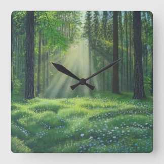 "Der Morgen ist kaputt" Quadratische Wanduhr