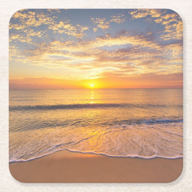Der Morgen Sun an der Küste Rechteckiger Pappuntersetzer (Vorderseite)