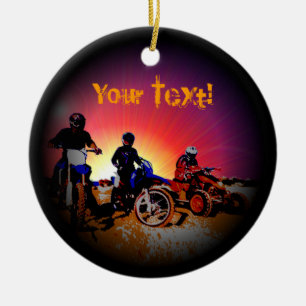 Der Motocross-Motorrad-Reiten des jugendlich Keramikornament