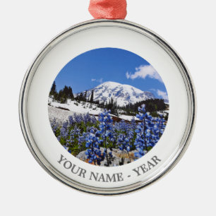 Der Mount Rainier am Paradies-Punkt Silbernes Ornament