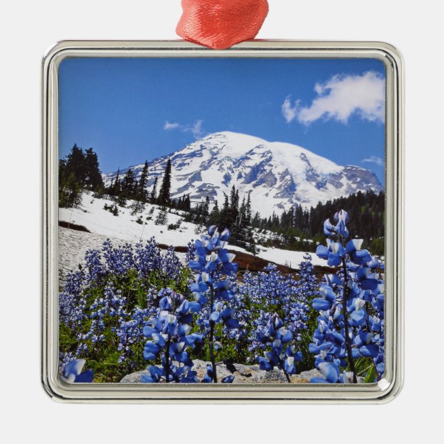 Der Mount Rainier am Paradies-Punkt Silbernes Ornament (Vorne)