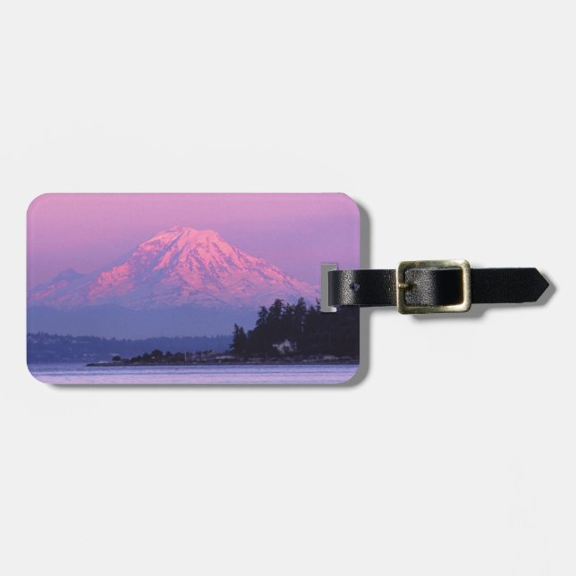 Der Mount Rainier am Sonnenuntergang, Staat Gepäckanhänger (Vorderseite horizontal)
