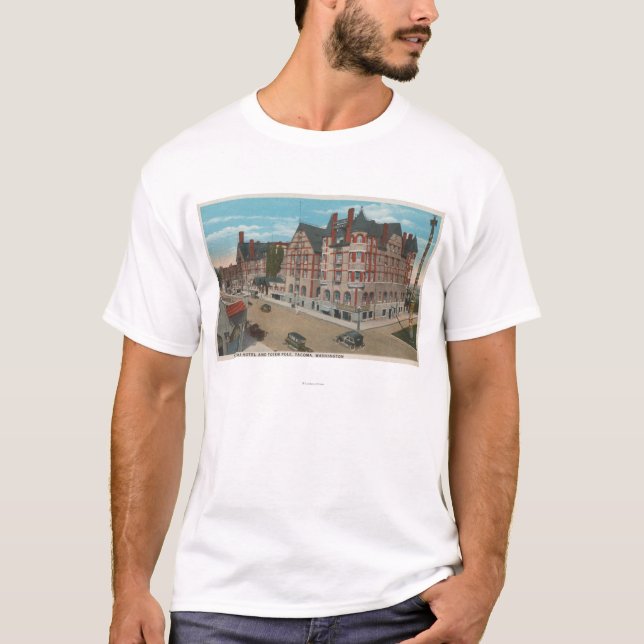 Der Mount Rainier, WA - Ansicht des Tacoma-Hotels T-Shirt (Vorderseite)