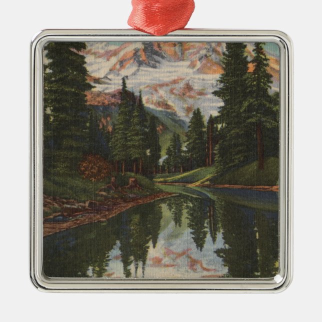 Der Mount Rainier, WA - Mirror See mit Mt. Ornament Aus Metall (Vorne)