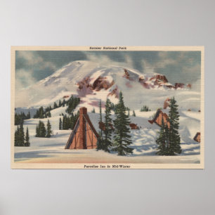 Der Mount Rainier, WA - Paradies-Gasthaus am Fuß Poster