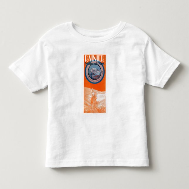 Der Mount- Rainierplakat - Reiten Kleinkind T-shirt (Vorderseite)