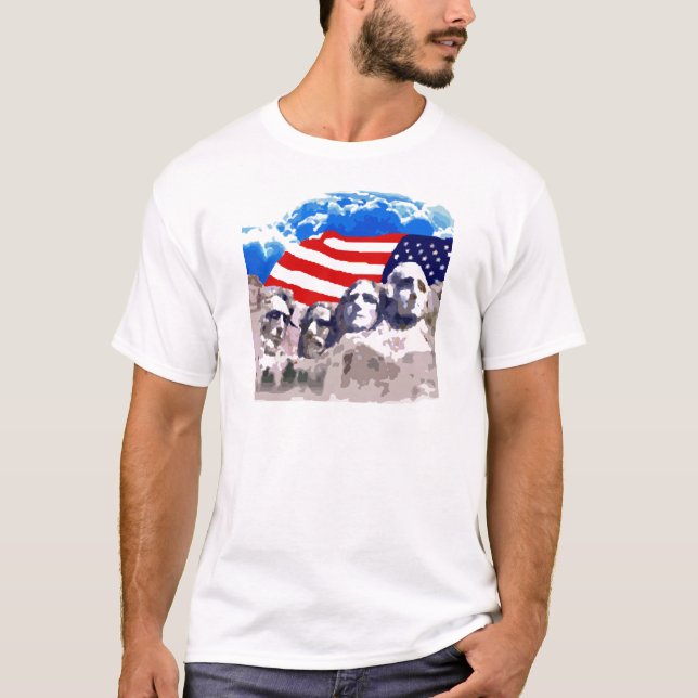 Der Mount Rushmore mit amerikanischer Flagge T-Shirt (Vorderseite)