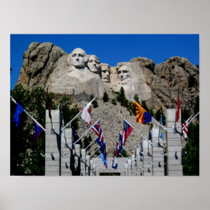 Der Mount Rushmore South Dakota Flaggen-Andenken Poster
