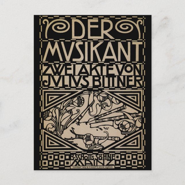 Der Musiker von: Koloman Moser 1909 Postkarte (Vorderseite)