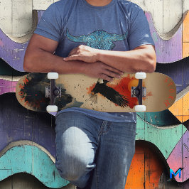 Der mutige Adler in fiery Sky Over Mountains, Retr Skateboard