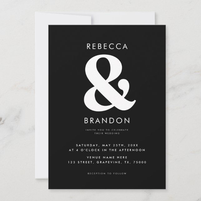 Der mutige, stilvolle Ampersand QR Code in einer H Einladung (Vorderseite)