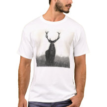 Der mutige T - Shirt der Elch-Hirsch-Kunst-weißen