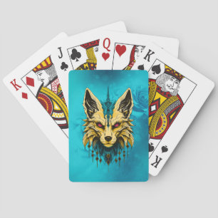 Der mystische Fuchskopf, nobel und geheimnisvoll. Spielkarten
