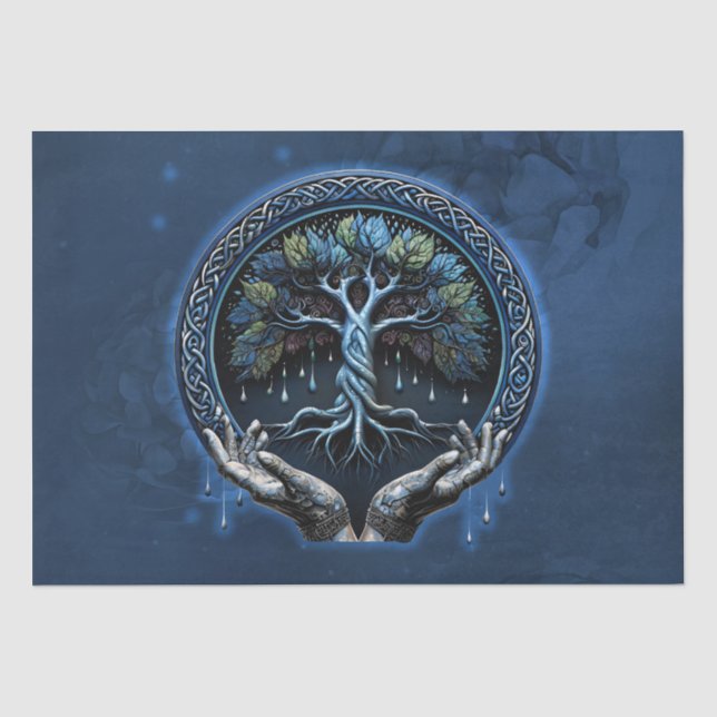 Der mystische keltische Baum des Lebens Seidenpapier (Vorderseite)