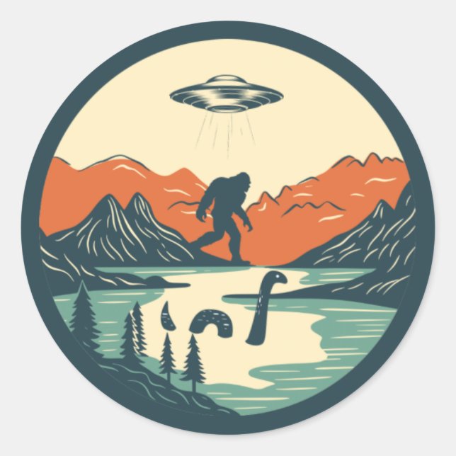 Der mythische Hintergrund Runder Aufkleber (Vorderseite)