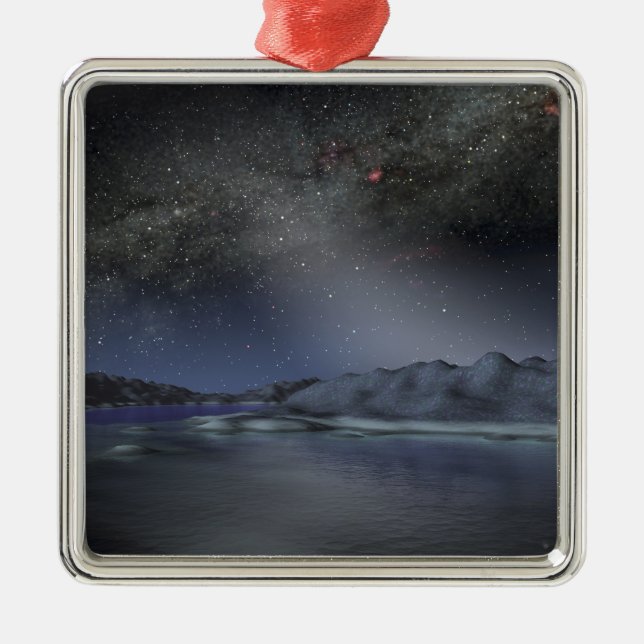 Der Nachthimmel von einem hypothetischen Alien Pla Ornament Aus Metall (Vorne)