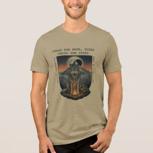 Der nächtliche Wächter: Wolf Midnight anpassen Tri-Blend Shirt