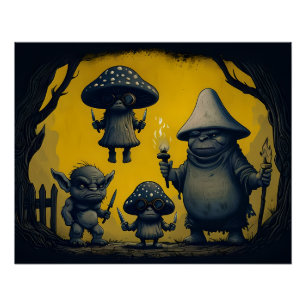 Der Nachtschatten-Schabernack: Gruselige Pilz-Gobl Poster