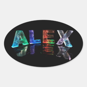 Der Name Alex in Lights Ovaler Aufkleber