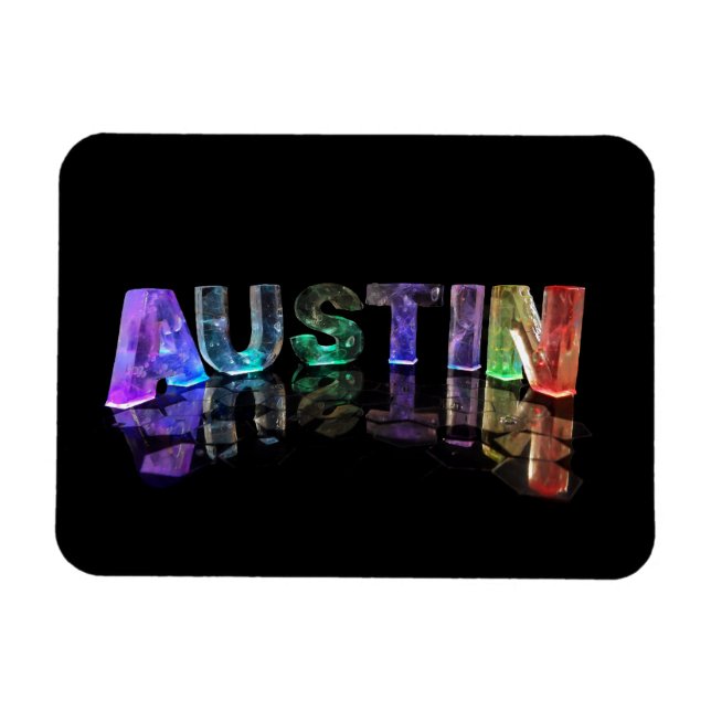 Der Name Austin in 3D-Leuchten Magnet (Horizontal)