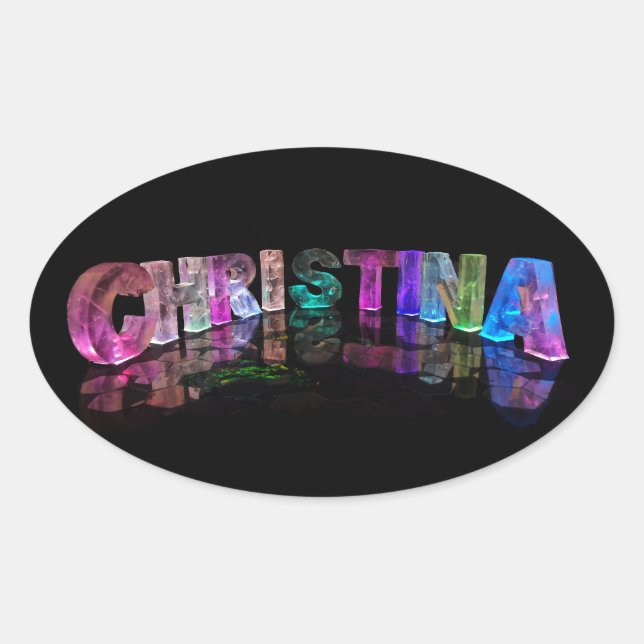 Der Name Christina in Extravaganten Buchstaben Ovaler Aufkleber (Vorderseite)