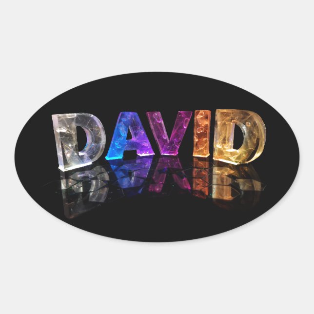 Der Name David in 3D-Leuchten (Foto) Ovaler Aufkleber (Vorderseite)