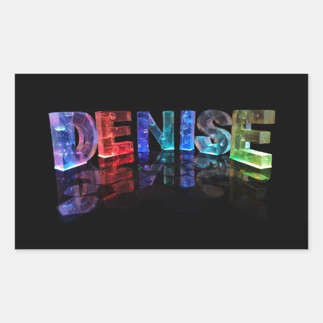 Der Name Denise in 3D-Leuchten (Foto) Rechteckiger Aufkleber (Vorderseite)