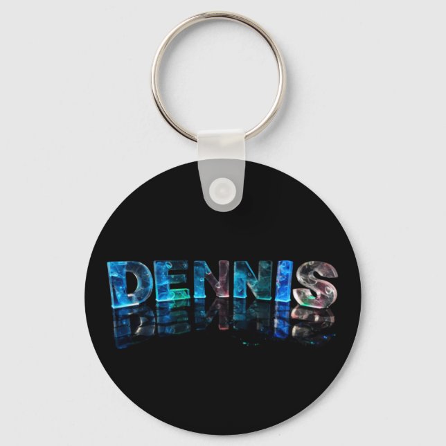 Der Name Dennis in 3D-Leuchten (Foto) Schlüsselanhänger (Vorderseite)