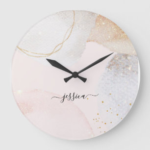 Der Name der abstrakten Kunstschrift erscheint in  Große Wanduhr